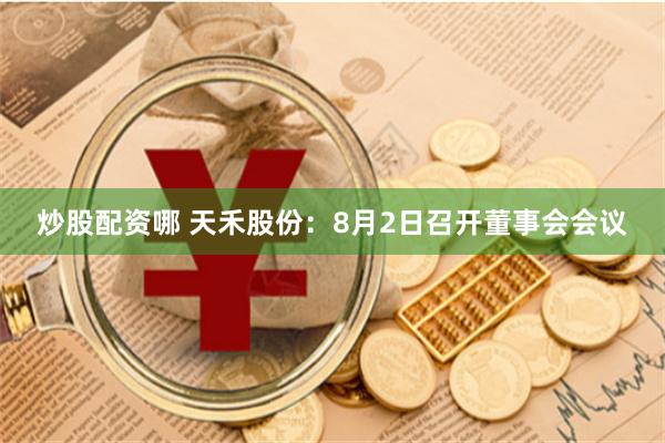 炒股配资哪 天禾股份：8月2日召开董事会会议