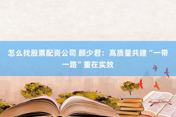 怎么找股票配资公司 颜少君：高质量共建“一带一路”重在实效