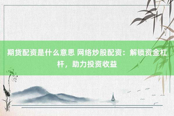 期货配资是什么意思 网络炒股配资：解锁资金杠杆，助力投资收益