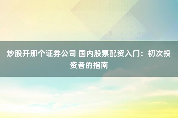 炒股开那个证券公司 国内股票配资入门：初次投资者的指南
